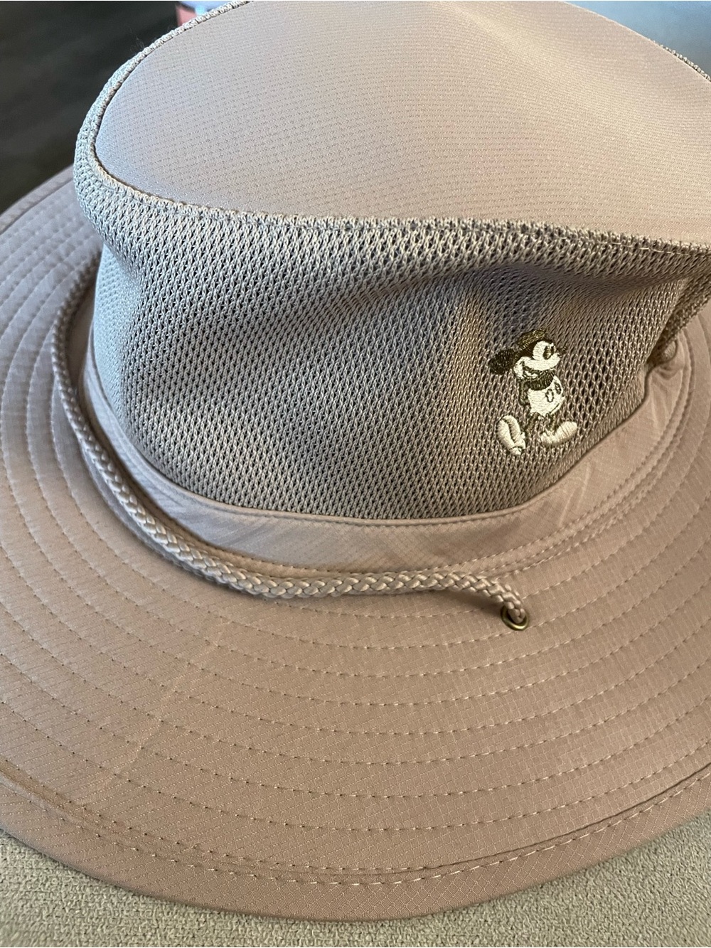 Disney Tan Bucket Hat with Logo Tag
